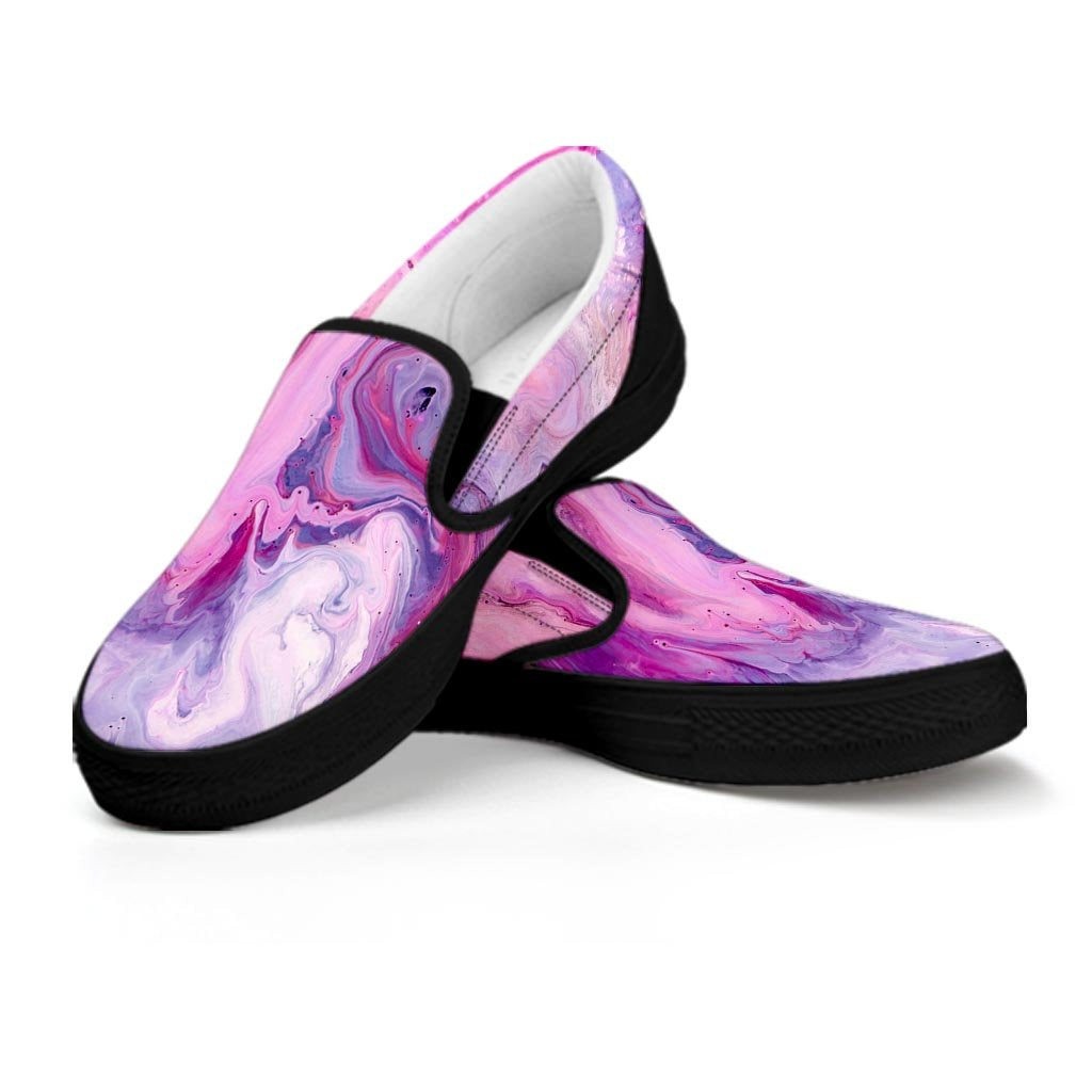 Purple Marble Women's Slip On Sneakers-grizzshop