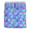 Purple Mermaid Teal Scales Pattern Print Duvet Cover Bedding Set-grizzshop