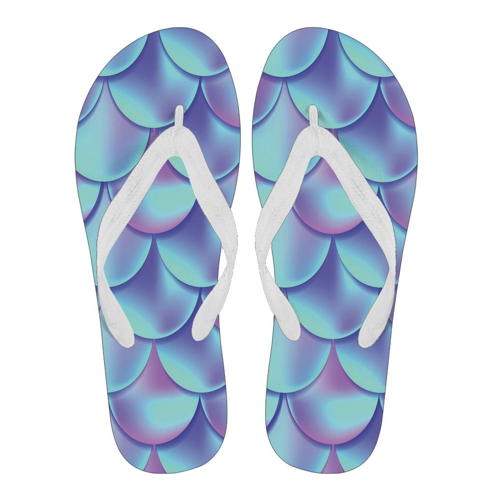 Purple Mermaid Teal Scales Pattern Print Men & Women Flip Flops-grizzshop