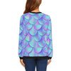 Purple Mermaid Teal Scales Pattern Print Women Crewneck Sweatshirt-grizzshop