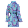 Purple Mermaid Teal Scales Pattern Print Women Long Robe-grizzshop