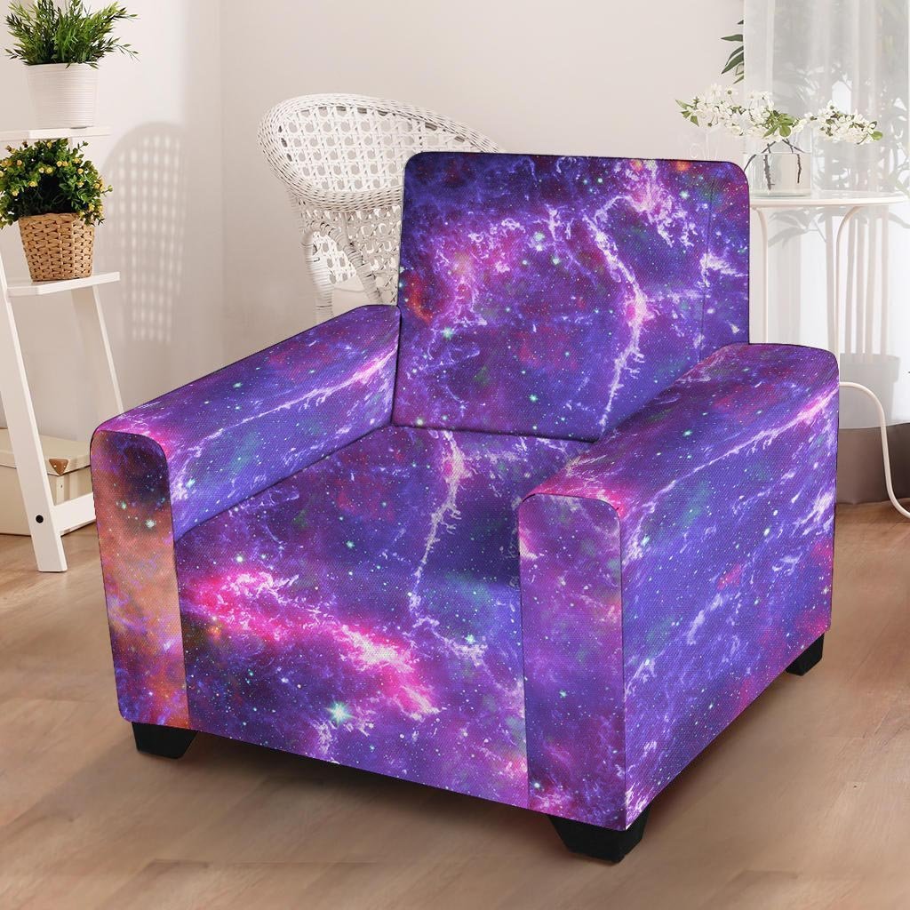 Purple Nebula Galaxy Space Armchair Cover-grizzshop