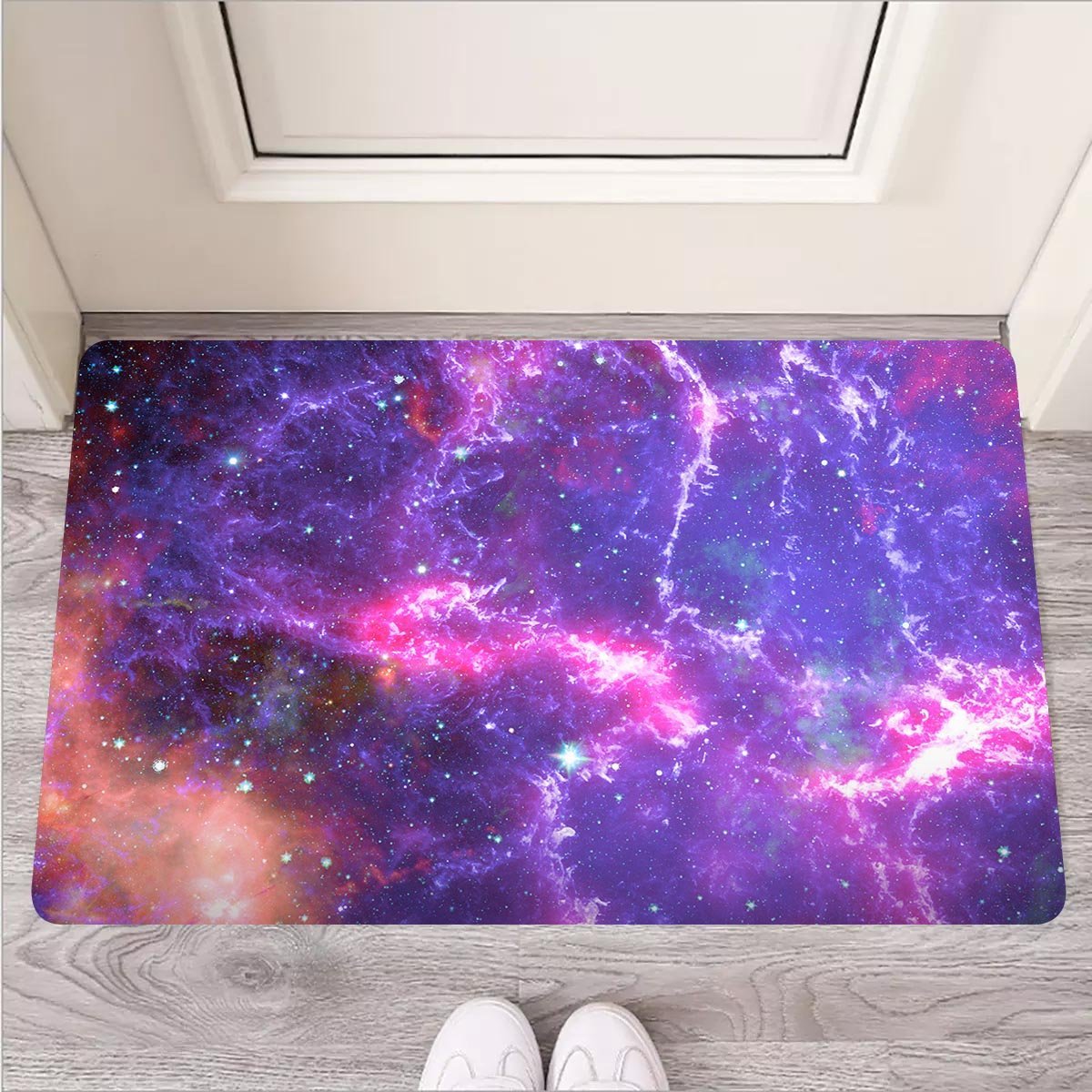 Purple Nebula Galaxy Space Door Mat-grizzshop