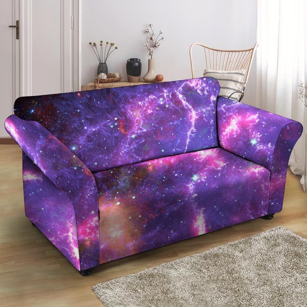 Purple Nebula Galaxy Space Loveseat Cover-grizzshop