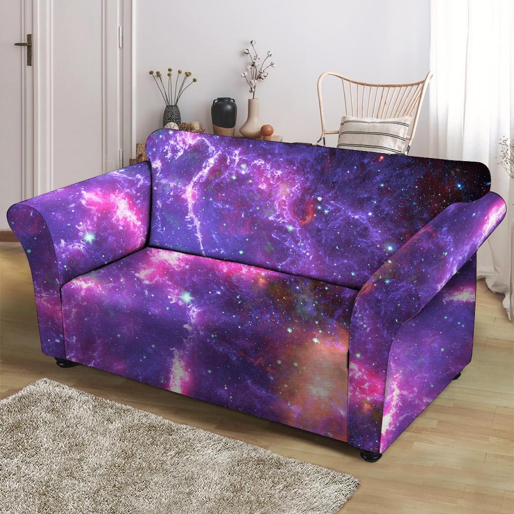 Purple Nebula Galaxy Space Loveseat Cover-grizzshop