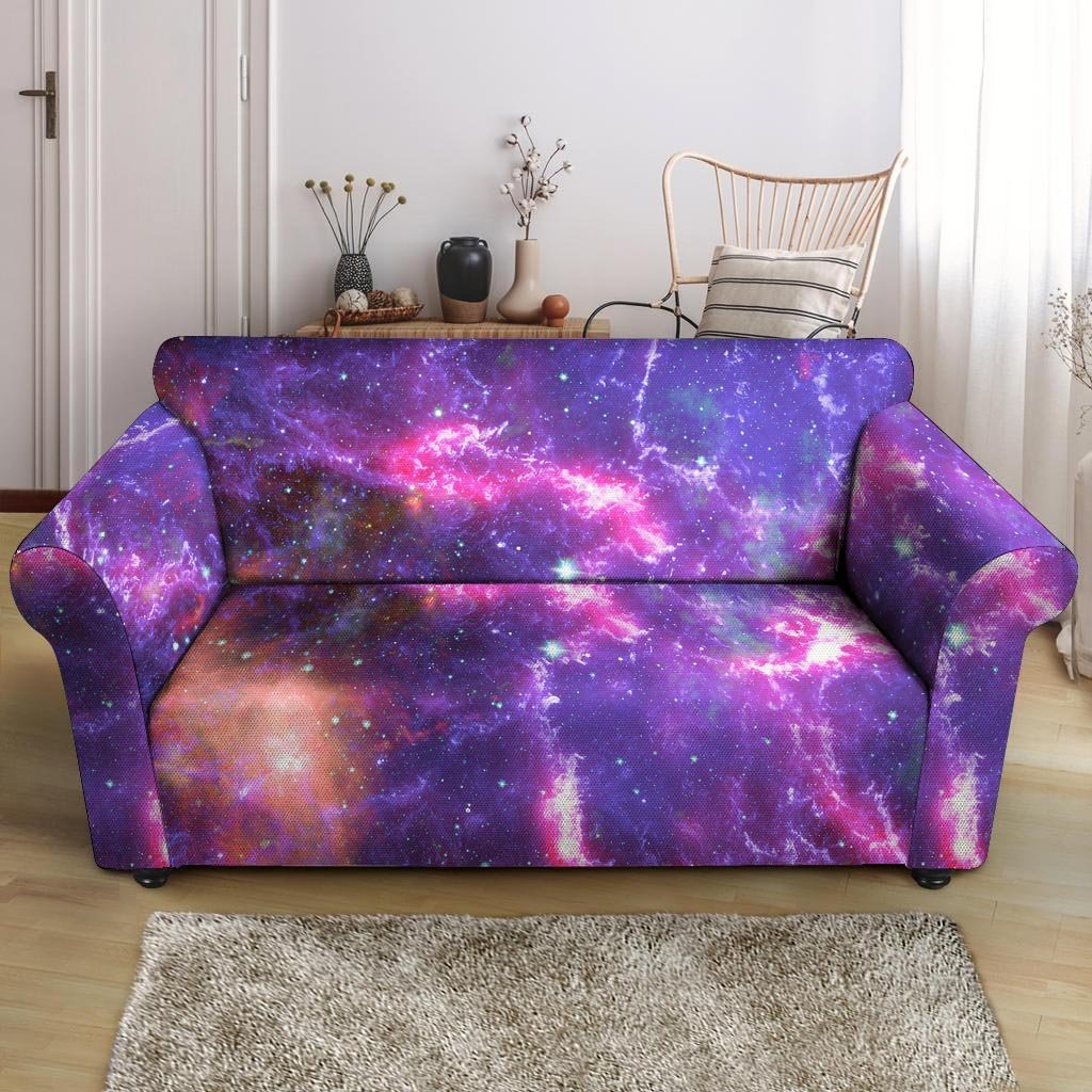 Purple Nebula Galaxy Space Loveseat Cover-grizzshop