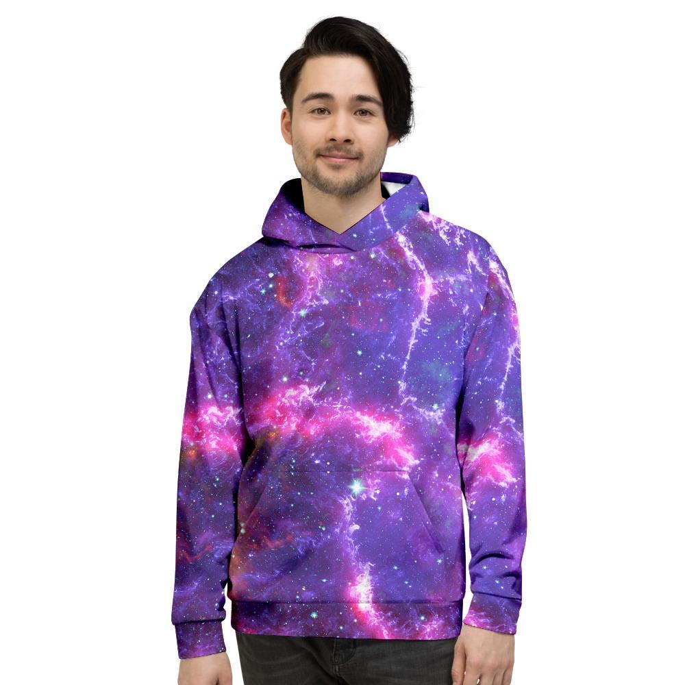 Purple Nebula Galaxy Space Men's Hoodie-grizzshop