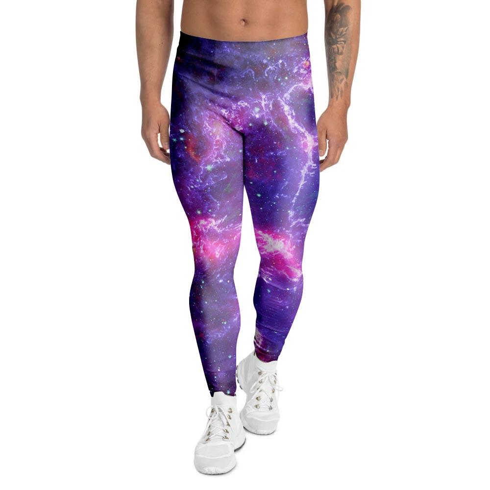 Purple Nebula Galaxy Space Men's Leggings-grizzshop