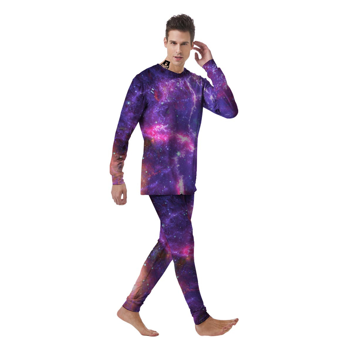 Purple Nebula Galaxy Space Men's Pajamas-grizzshop