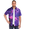 Purple Nebula Galaxy Space Men's Short Sleeve Shirt-grizzshop