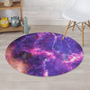 Purple Nebula Galaxy Space Round Rug-grizzshop