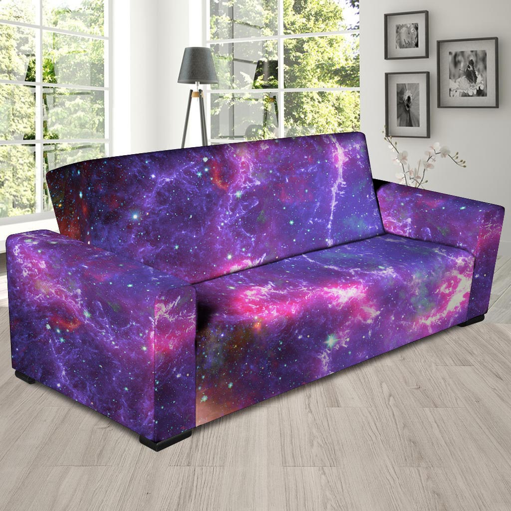 Purple Nebula Galaxy Space Sofa Cover-grizzshop