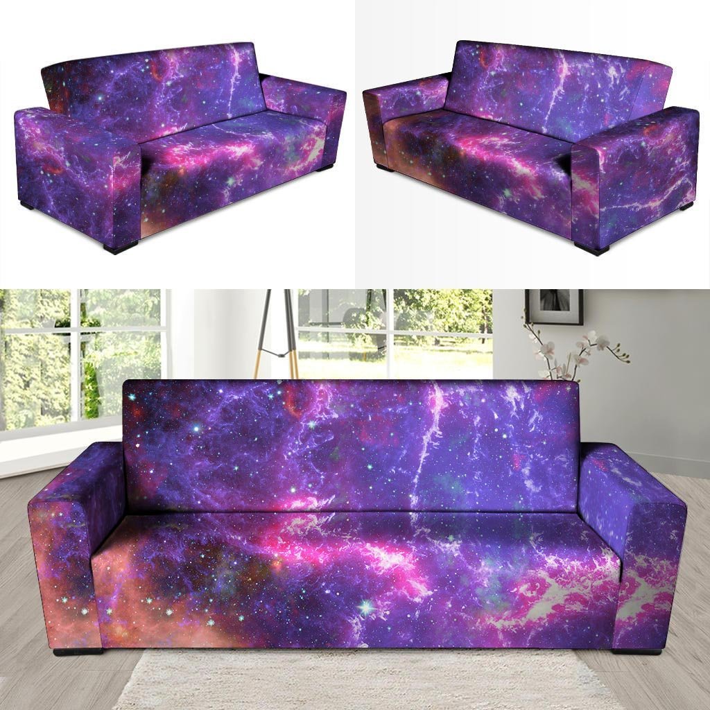 Purple Nebula Galaxy Space Sofa Cover-grizzshop