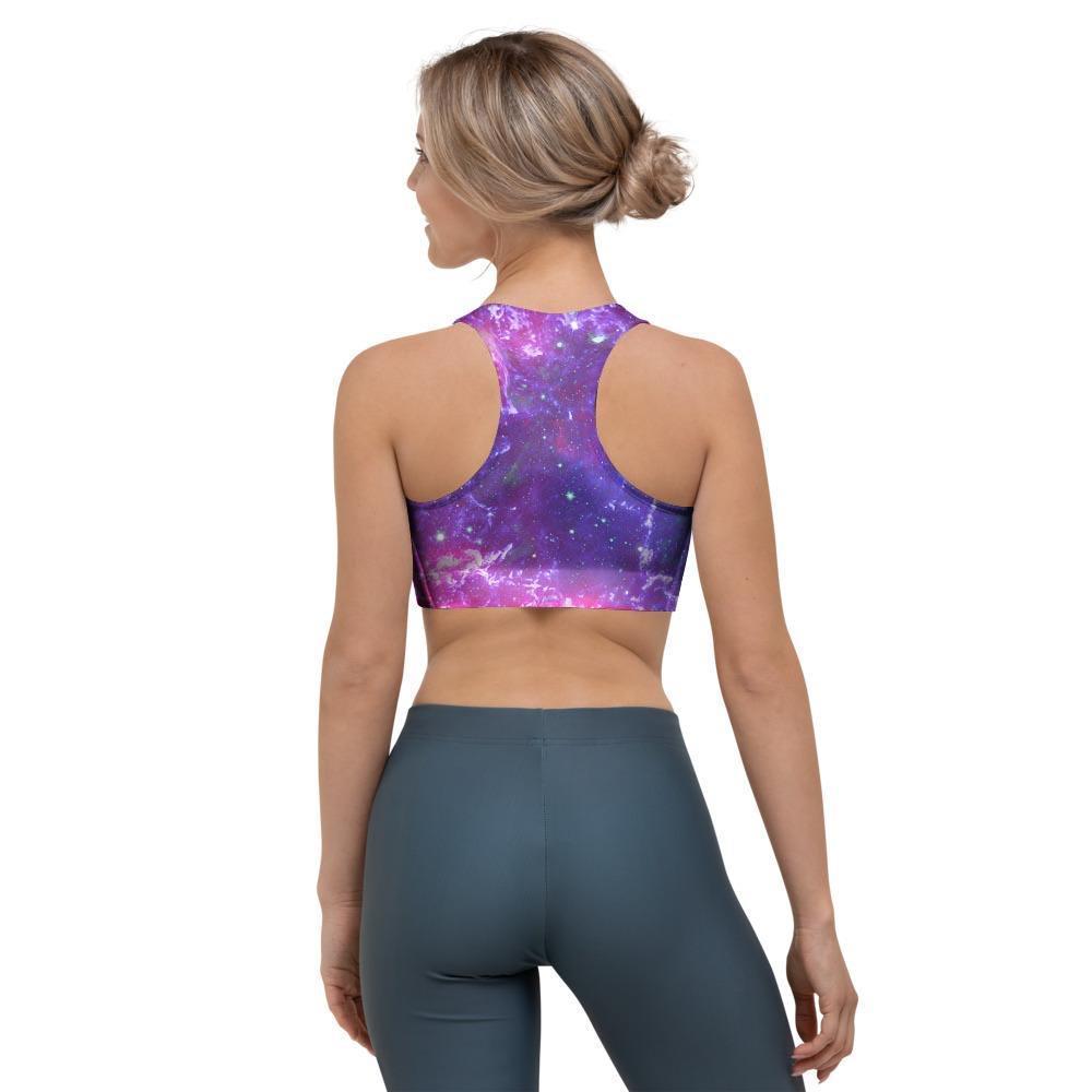 Purple Nebula Galaxy Space Sports Bra-grizzshop