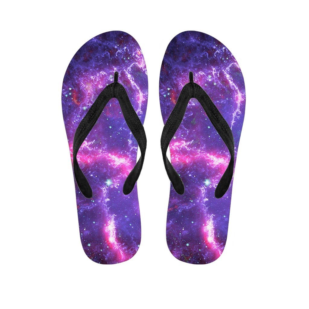 Purple Nebula Galaxy Space Women's Flip Flops-grizzshop