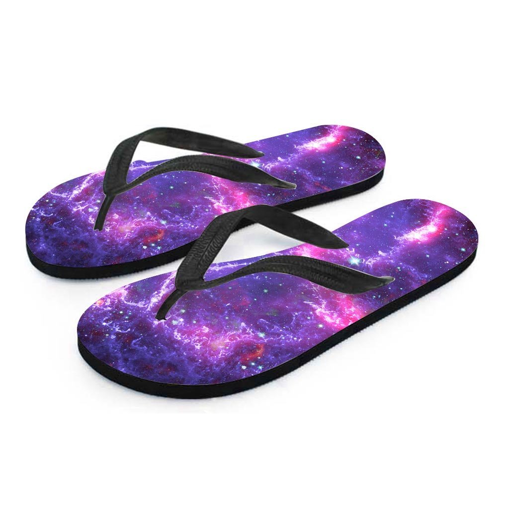 Purple Nebula Galaxy Space Women's Flip Flops-grizzshop