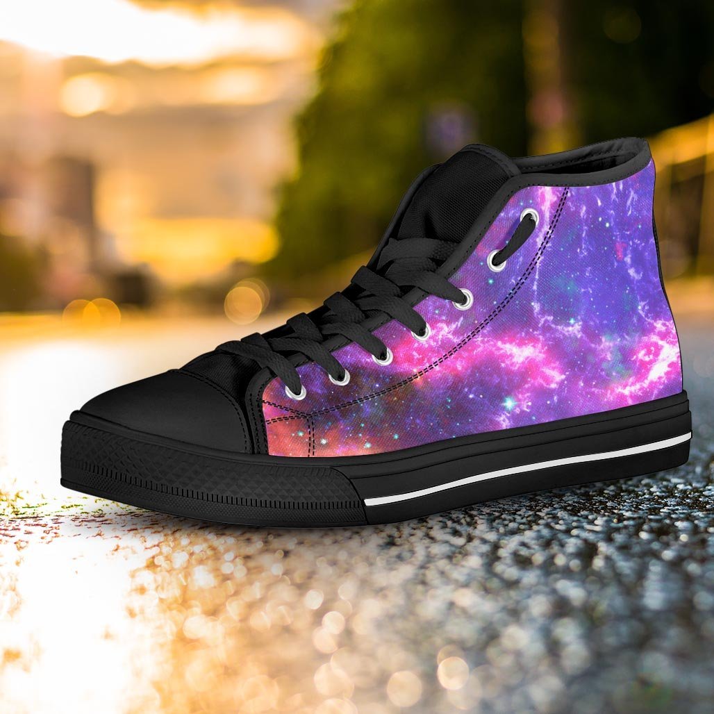 Purple Nebula Galaxy Space Women's High Top Shoes-grizzshop