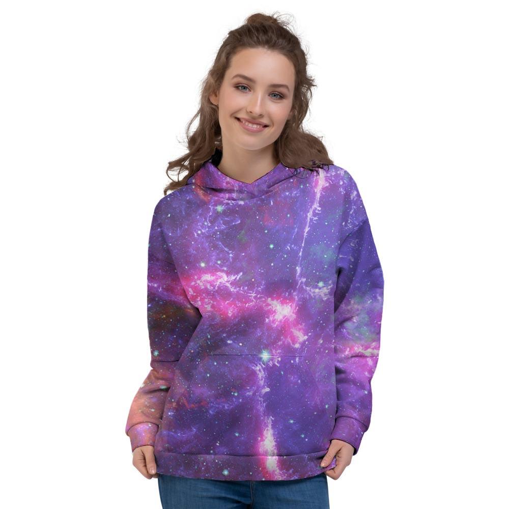 Purple Nebula Galaxy Space Women's Hoodie-grizzshop