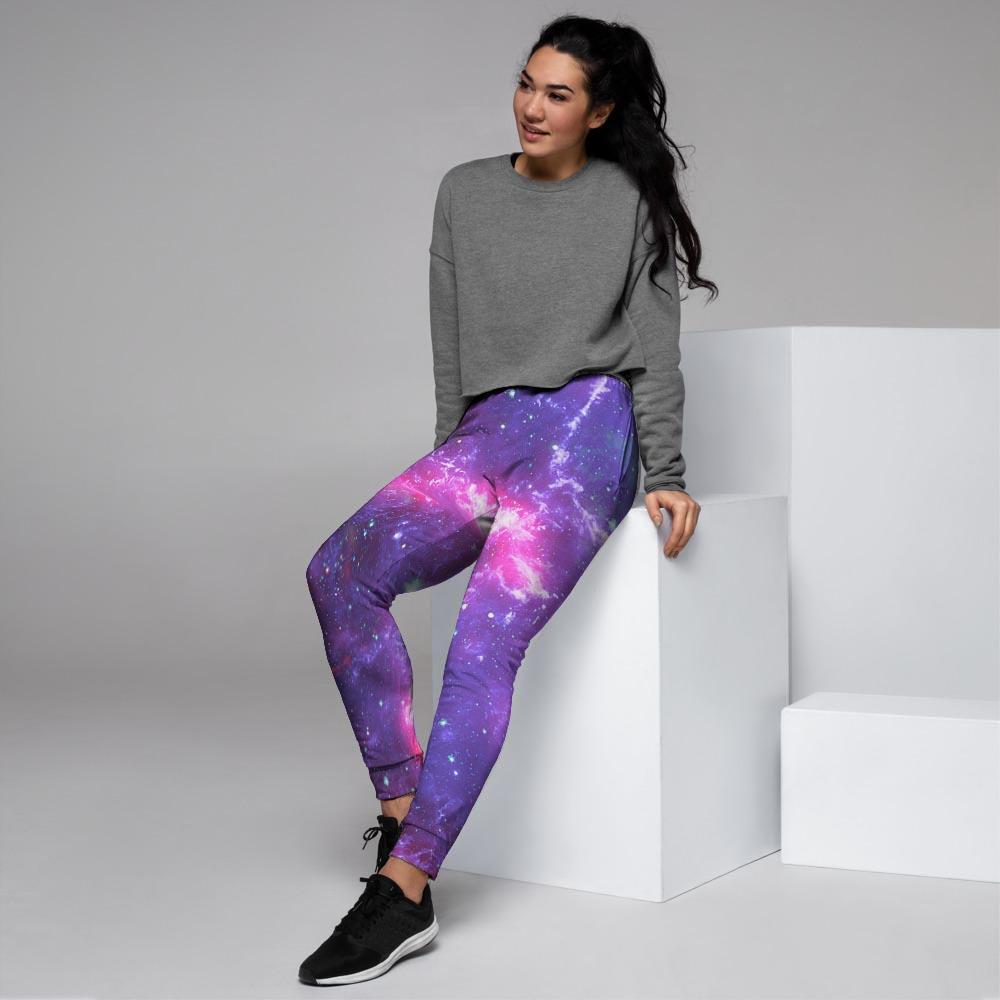 Purple Nebula Galaxy Space Women's Joggers-grizzshop