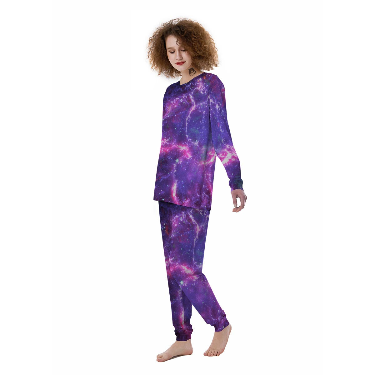 Purple Nebula Galaxy Space Women's Pajamas-grizzshop