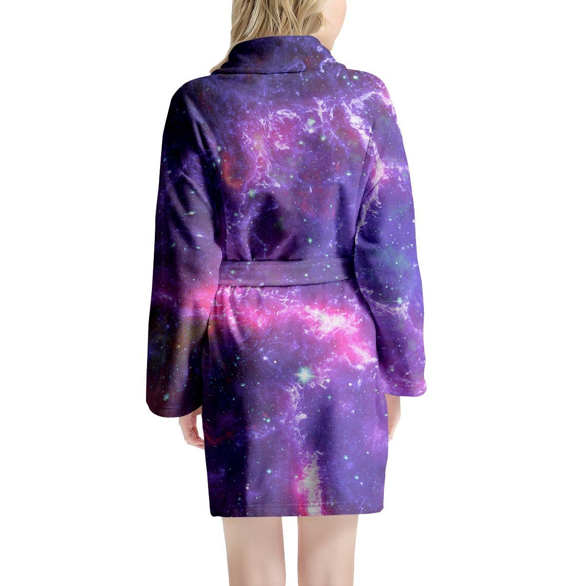 Purple Nebula Galaxy Space Women's Robe-grizzshop