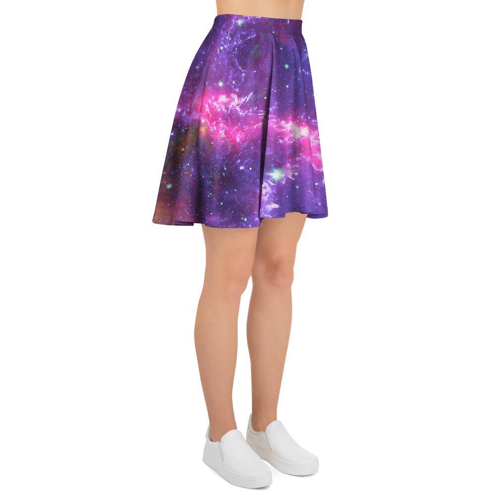 Purple Nebula Galaxy Space Women's Skirt-grizzshop