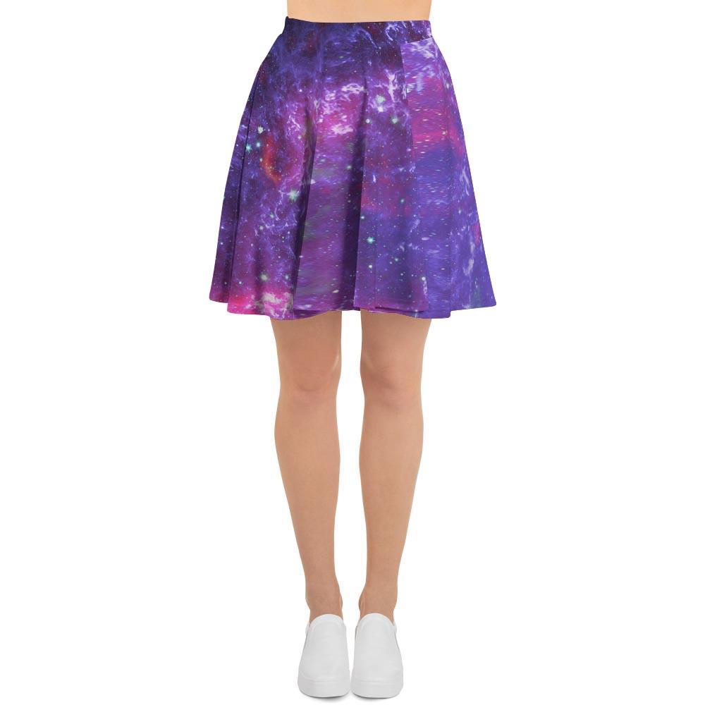 Purple Nebula Galaxy Space Women's Skirt-grizzshop