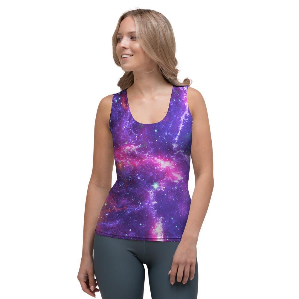 Purple Nebula Galaxy Space Women's Tank Top-grizzshop