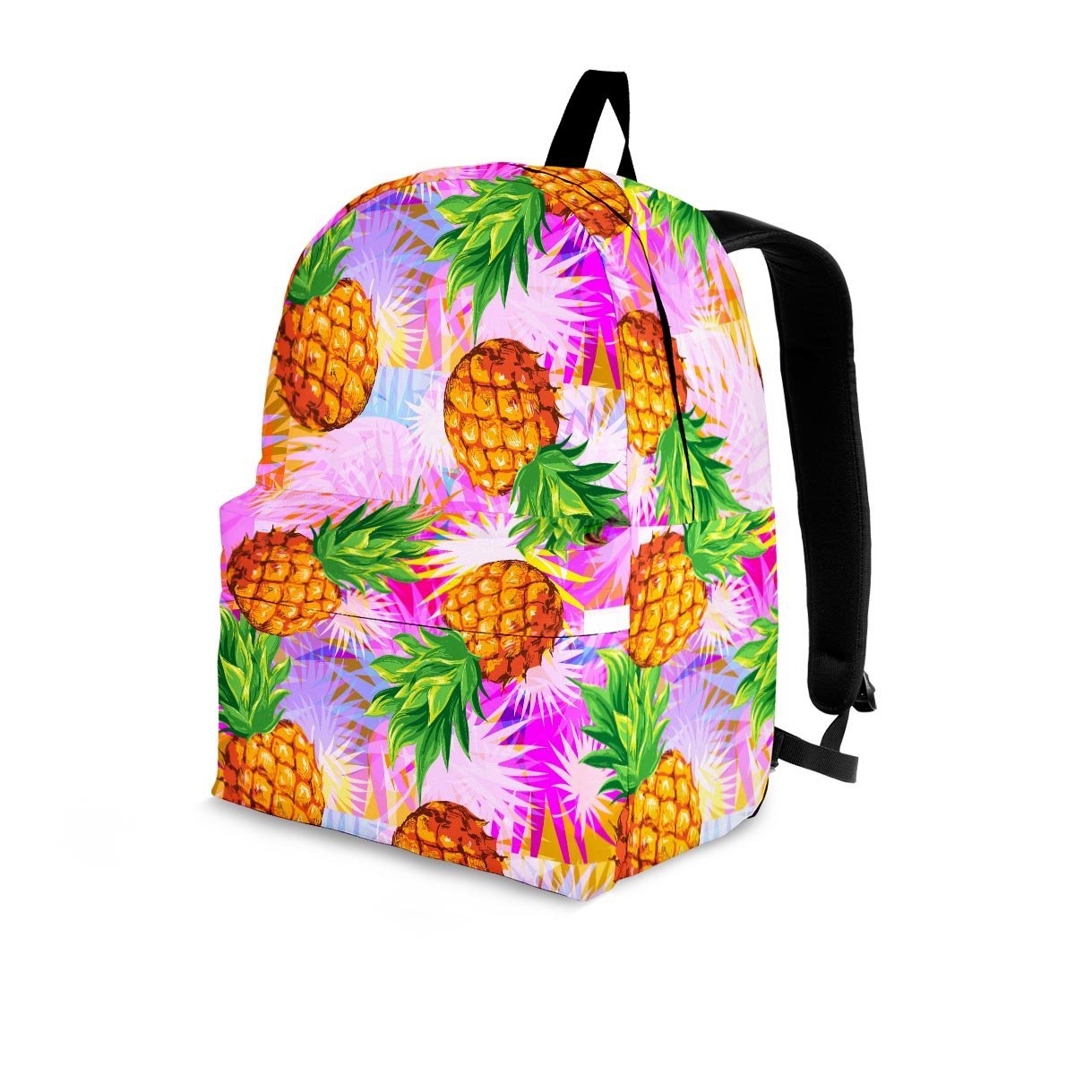 Purple Neon Pineapple Hawaiian Print Backpack-grizzshop