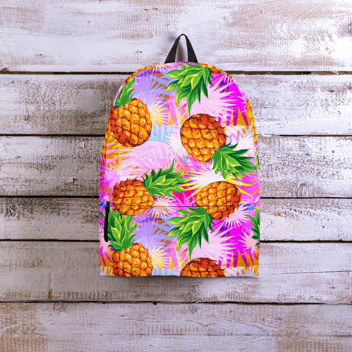 Purple Neon Pineapple Hawaiian Print Backpack-grizzshop