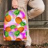 Purple Neon Pineapple Hawaiian Print Backpack-grizzshop