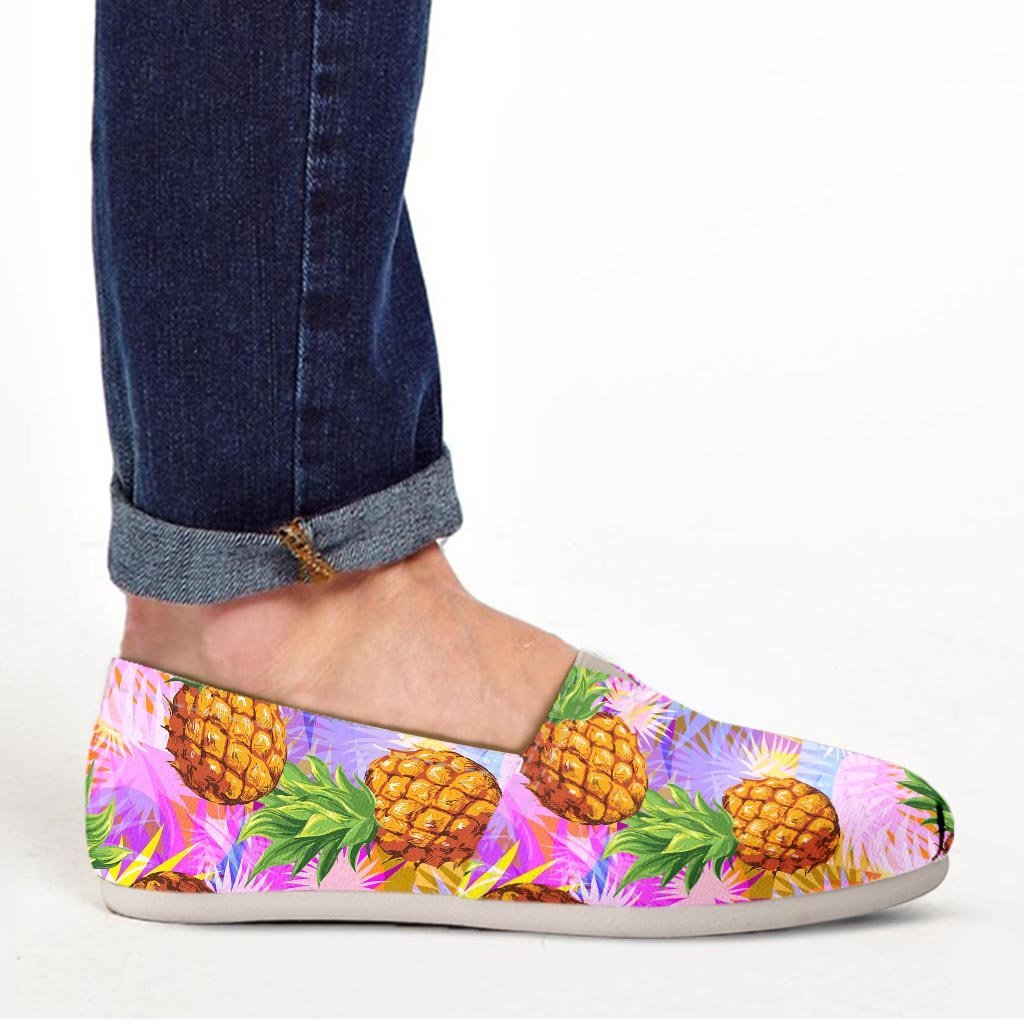 Purple Neon Pineapple Hawaiian Print Canvas Shoes-grizzshop