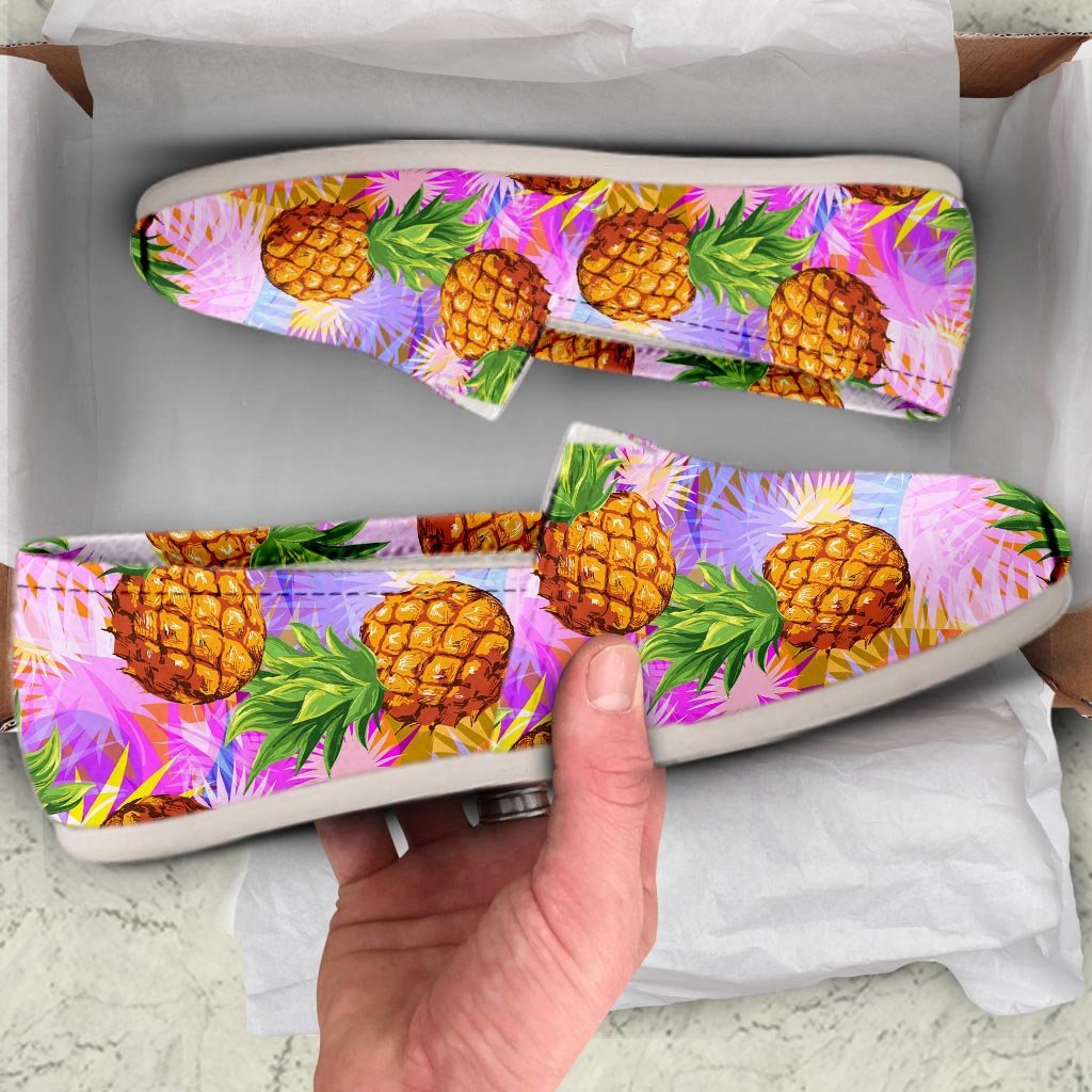 Purple Neon Pineapple Hawaiian Print Canvas Shoes-grizzshop