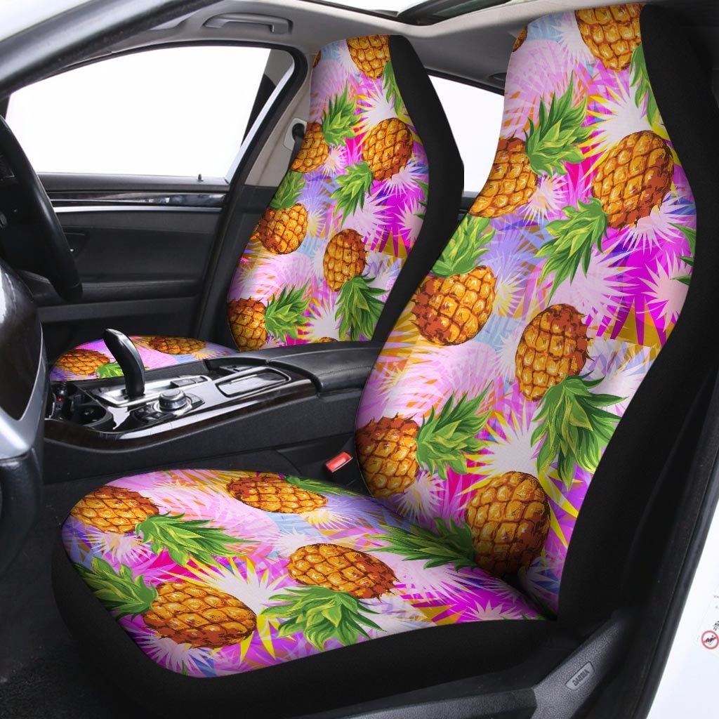 Purple Neon Pineapple Hawaiian Print Car Seat Covers-grizzshop