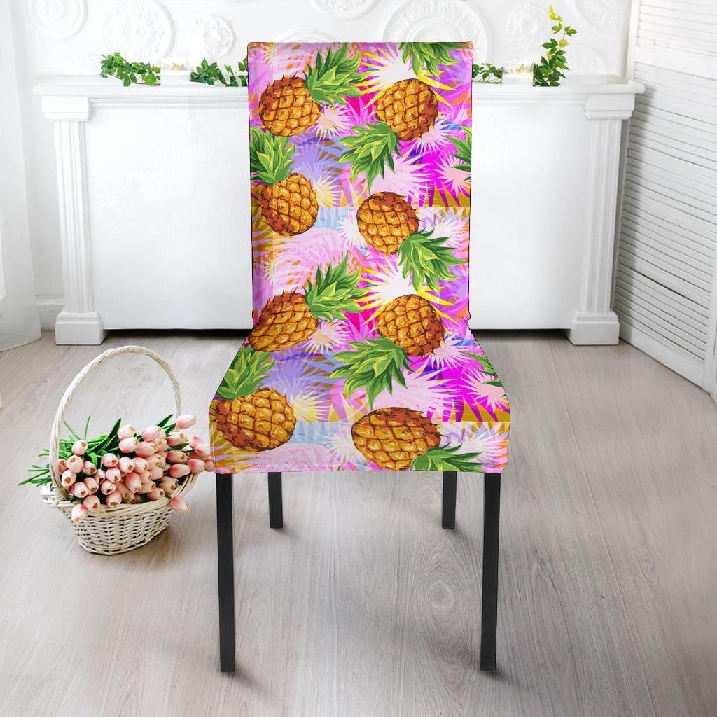 Purple Neon Pineapple Hawaiian Print Chair Cover-grizzshop