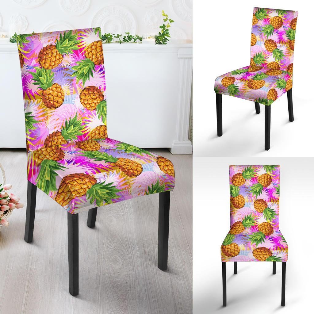 Purple Neon Pineapple Hawaiian Print Chair Cover-grizzshop