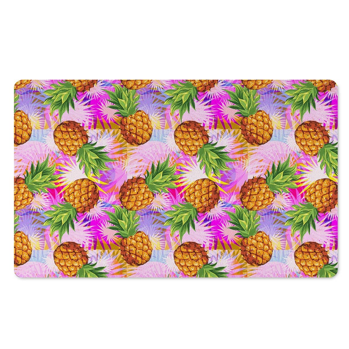 Purple Neon Pineapple Hawaiian Print Door Mat-grizzshop