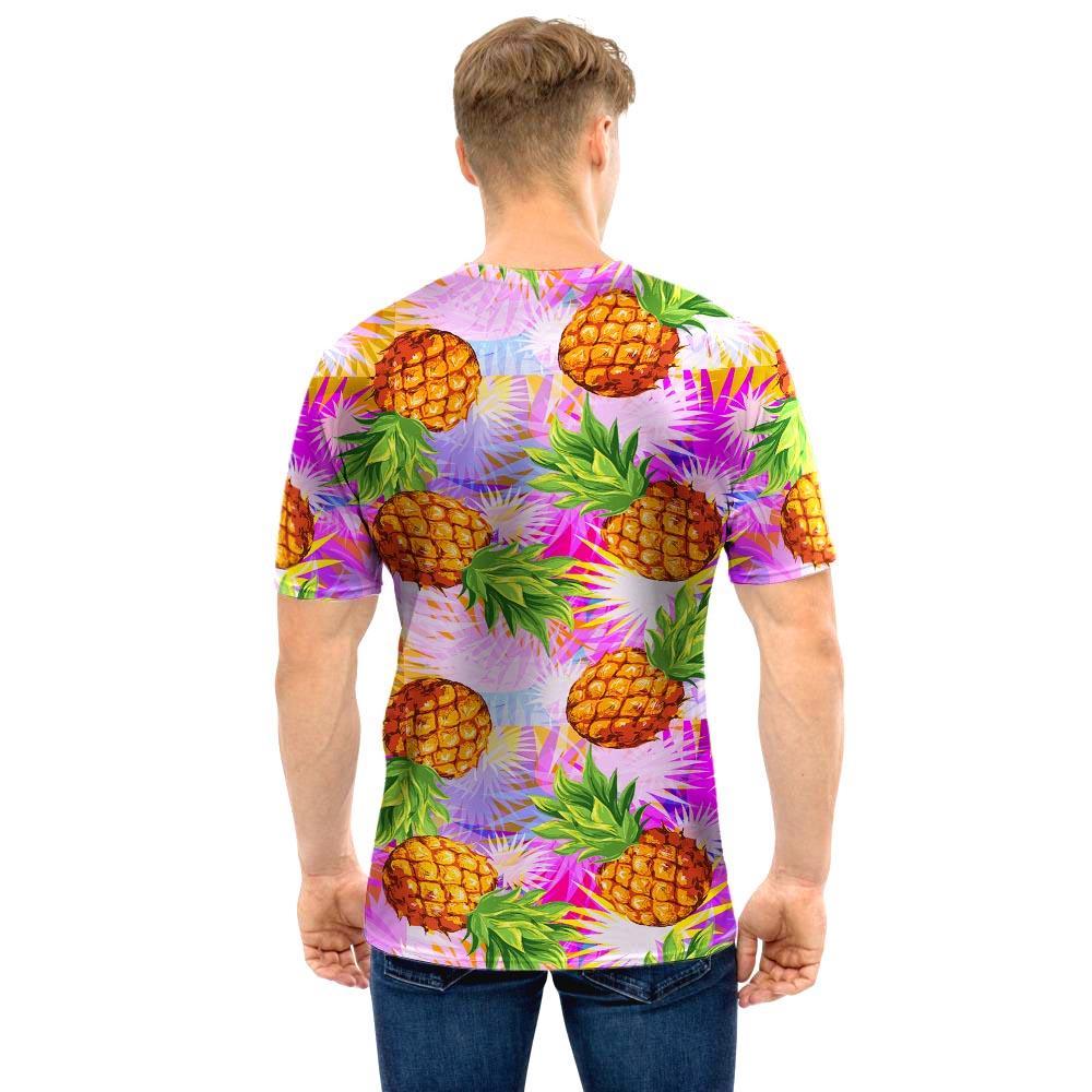 Purple Neon Pineapple Hawaiian Print Men T Shirt-grizzshop