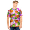 Purple Neon Pineapple Hawaiian Print Men T Shirt-grizzshop