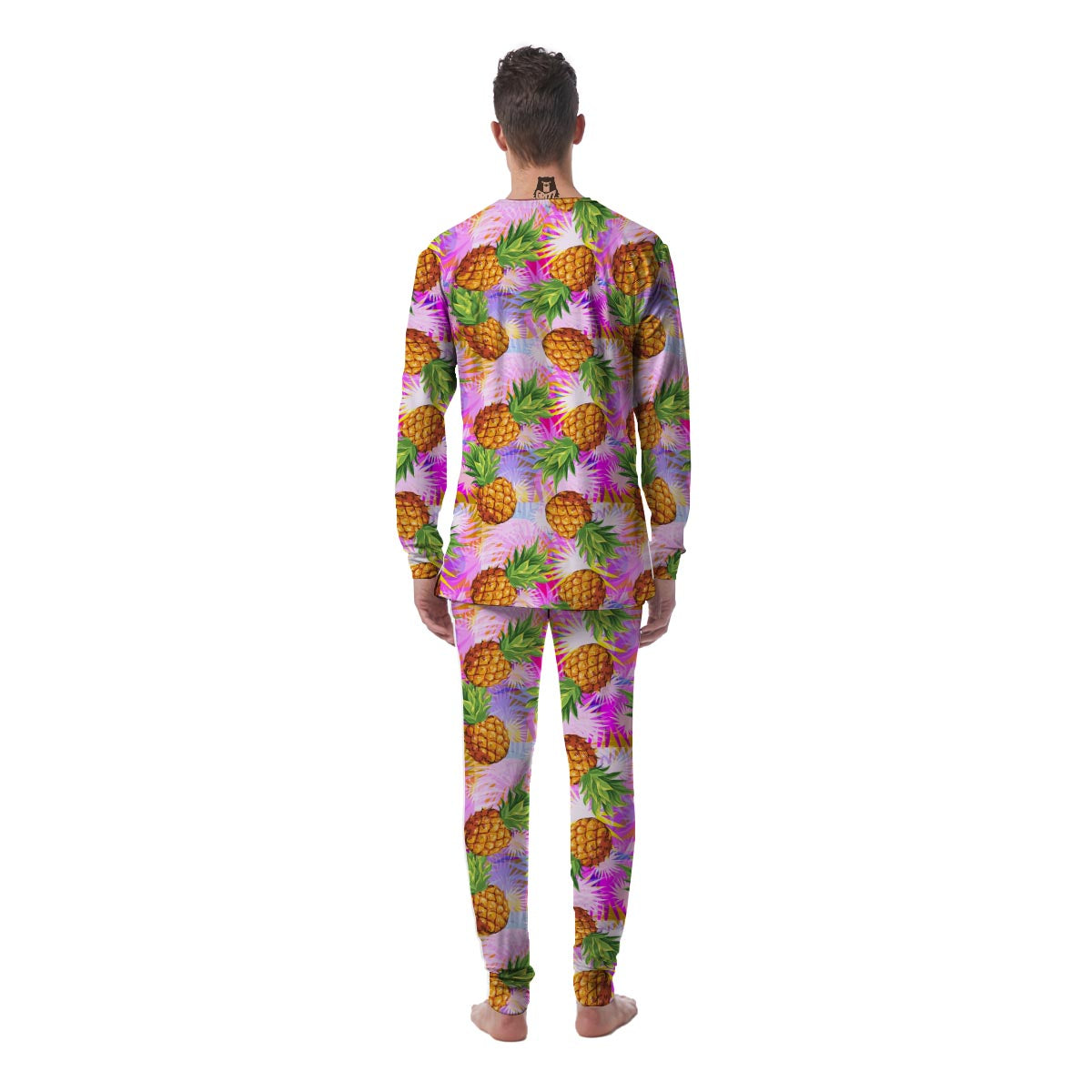 Purple Neon Pineapple Hawaiian Print Men's Pajamas-grizzshop