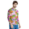 Purple Neon Pineapple Hawaiian Print Men's Sweatshirt-grizzshop