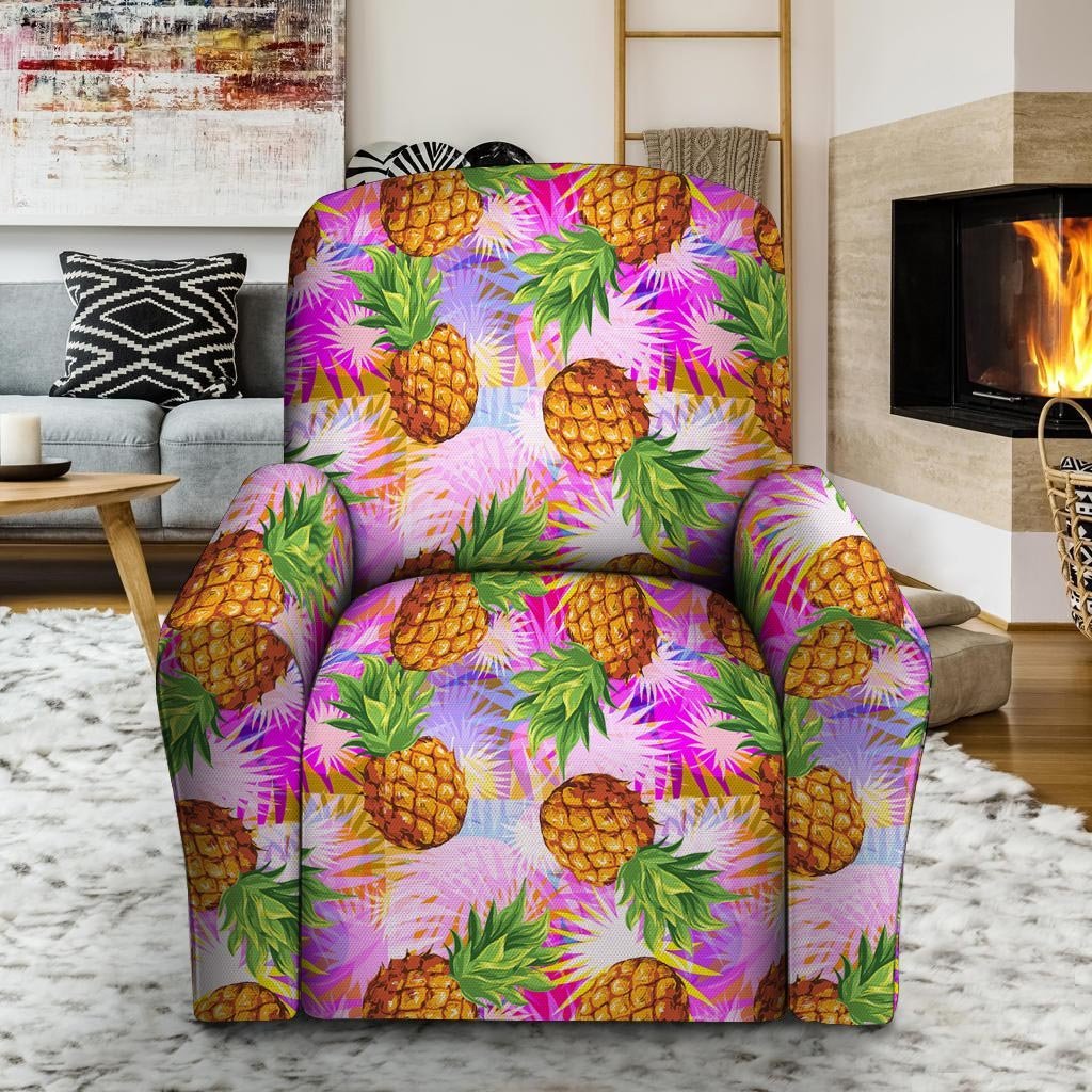 Purple Neon Pineapple Hawaiian Print Recliner Cover-grizzshop