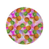 Purple Neon Pineapple Hawaiian Print Round Rug-grizzshop