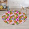 Purple Neon Pineapple Hawaiian Print Round Rug-grizzshop