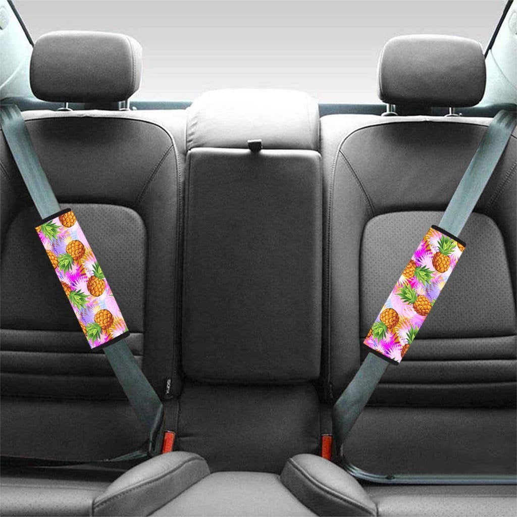 Purple Neon Pineapple Hawaiian Print Seat Belt Cover-grizzshop