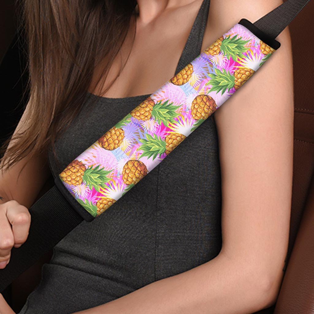 Purple Neon Pineapple Hawaiian Print Seat Belt Cover-grizzshop