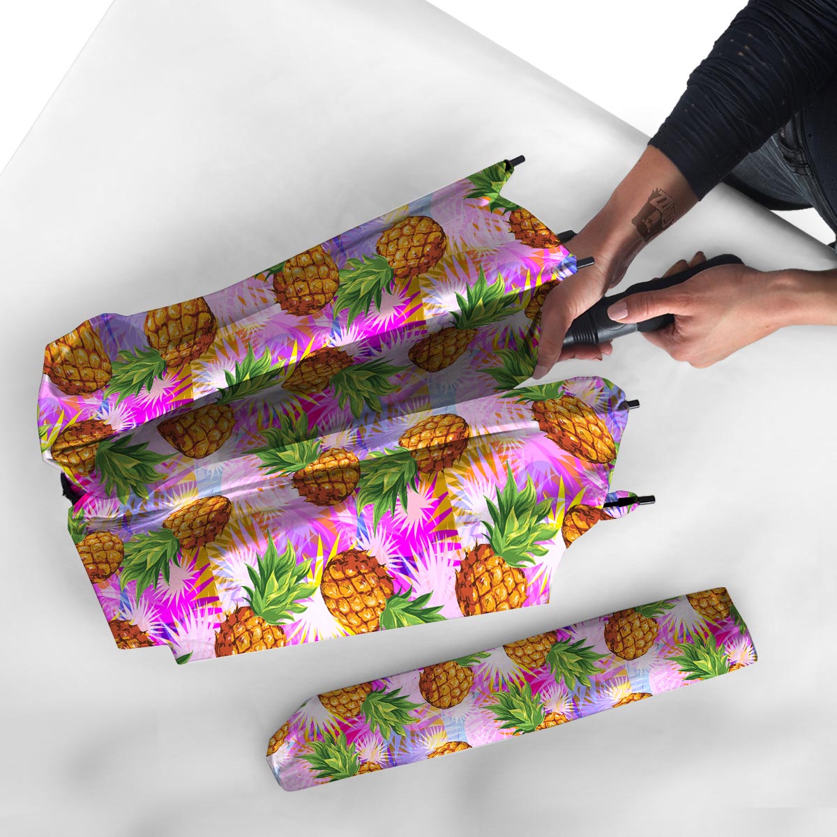 Purple Neon Pineapple Hawaiian Print Umbrella-grizzshop