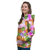 Purple Neon Pineapple Hawaiian Print Women's Hoodie-grizzshop