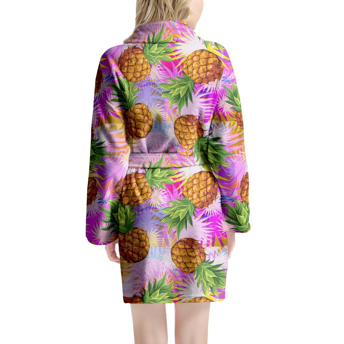 Purple Neon Pineapple Hawaiian Print Women's Robe-grizzshop