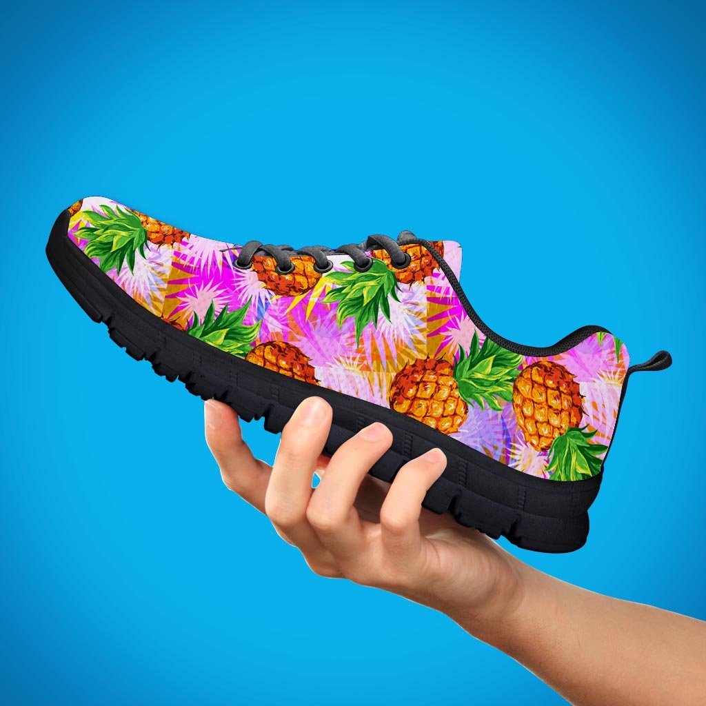 Purple Neon Pineapple Hawaiian Print Women's Sneakers-grizzshop